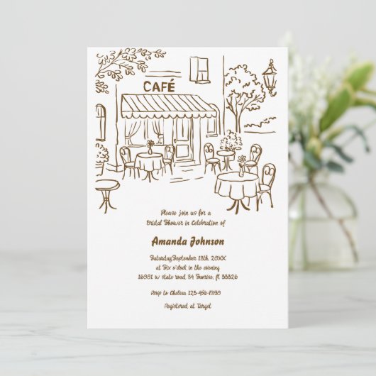 パリフランスのカフェアフタヌーンティーブライダルシャワー 招待状 (スタンド正面)