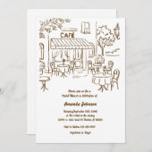 パリフランスのカフェアフタヌーンティーブライダルシャワー 招待状 (正面/裏面)