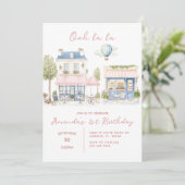 パリフランスのカフェティーパーティーガール誕生日 招待状 (スタンド正面)