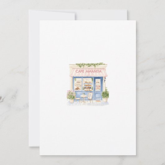 パリフランスのカフェティーパーティーガール誕生日 招待状 (裏面)