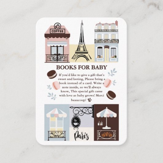 パリフランスのカフェパティスリーベビーシャワー エンクロージャーカード (正面)
