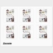 パリフランスのカフェパティスリーベビーシャワー スクエアシール (シート)