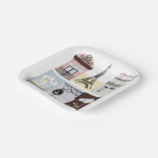 パリフランスのカフェパティスリーベビーシャワー ペーパープレート (傾斜あり)