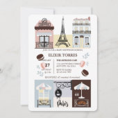 パリフランスのカフェパティスリーベビーシャワー 招待状 (正面)