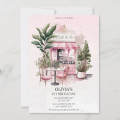 パリフランスのカフェ女の子の誕生日 招待状 (正面)