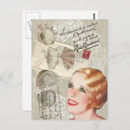 パリフランスのグラマファッショニスタガーリーー ポストカード (正面/裏面)