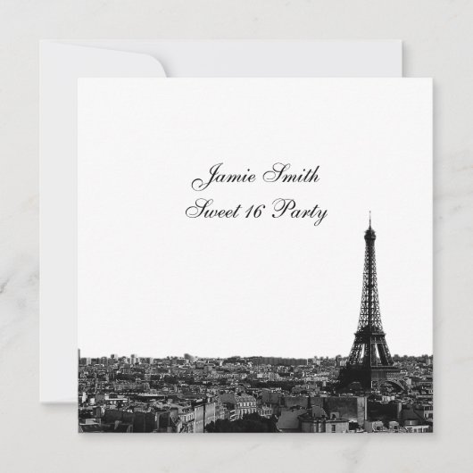 パリフランスのスカイライン#1 BW Sweet 16 V 招待状 (正面)