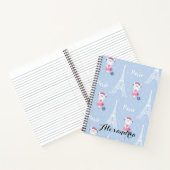 パリフランスのスブルー柄の猫ネコ ノートブック (内部)