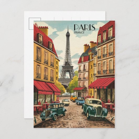 パリフランスのツアーエフェフヴィンテージオールド通りギフト ポストカード (正面/裏面)