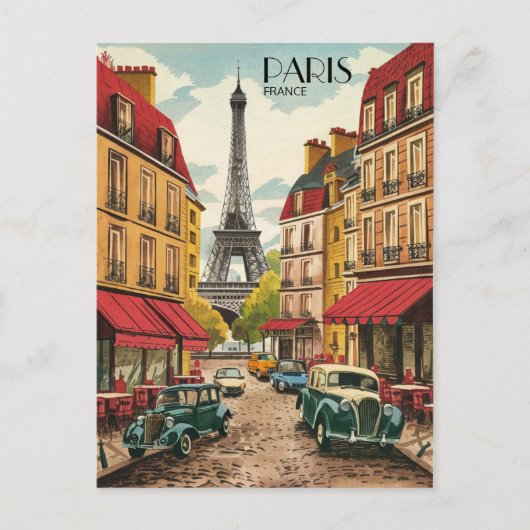 パリフランスのツアーエフェフヴィンテージオールド通りギフト ポストカード (正面)