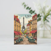 パリフランスのツアーエフェフヴィンテージオールド通りギフト ポストカード (スタンド正面)