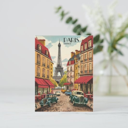 パリフランスのツアーエフェフヴィンテージオールド通りギフト ポストカード (スタンド正面)