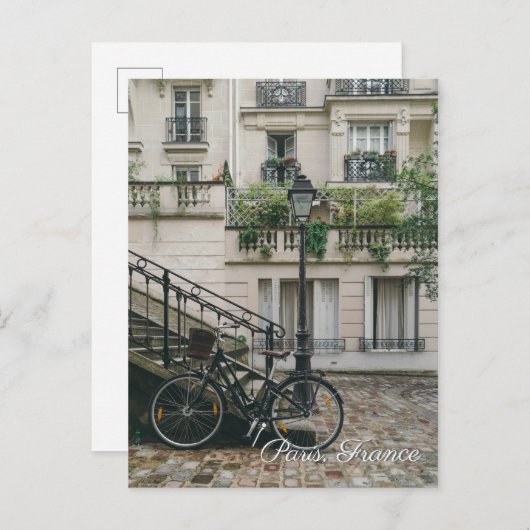 パリフランスのバイクの秋の秋旅行郵便はがき インビテーションポストカード (正面/裏面)