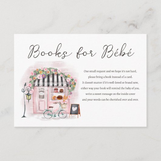 パリフランスのパティスリー赤ちゃんシャワーが本を持ってくる エンクロージャーカード (正面)