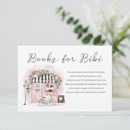 パリフランスのパティスリー赤ちゃんシャワーが本を持ってくる エンクロージャーカード (スタンド正面)