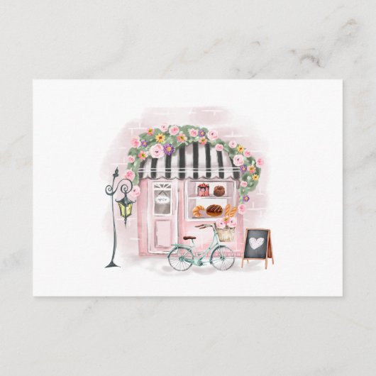 パリフランスのパティスリー赤ちゃんシャワーが本を持ってくる エンクロージャーカード (裏面)