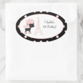 パリフランスのプードルオーバルフェイスステッカー 楕円形シール (バッグ)