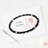 パリフランスのプードルオーバルフェイスステッカー 楕円形シール (封筒)