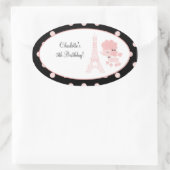 パリフランスのプードルオーバルフェイスステッカー 楕円形シール (バッグ)