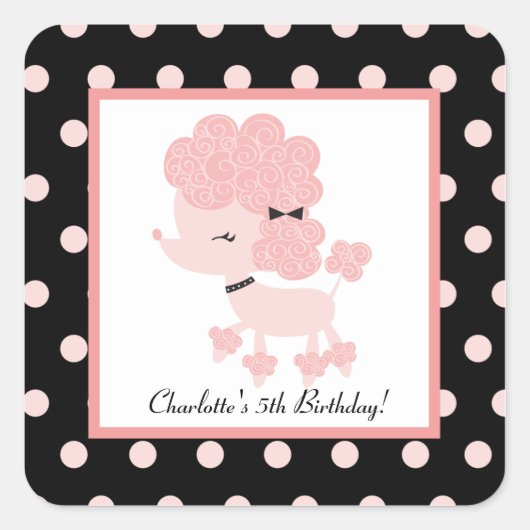 パリフランスのプードルスクエア封筒用シール(20) スクエアシール (正面)