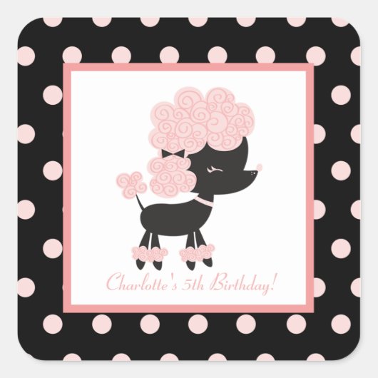 パリフランスのプードルスクエア封筒用シール(20) スクエアシール (正面)