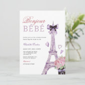 パリフランスのンベエッフェルタワーボウベイビーシャワー 招待状 (スタンド正面)