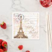 パリフランスのヴィンテージス書ピンクズ結婚ナプキン スタンダードカクテルナプキン (インサイチュ)