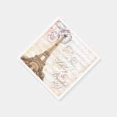 パリフランスのヴィンテージス書ピンクズ結婚ナプキン スタンダードカクテルナプキン (角)