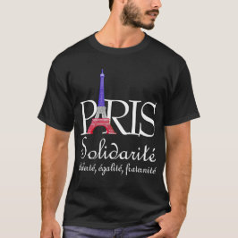 パリフランスの国旗エッフェルタワーソリダリテリベルテ Tシャツ