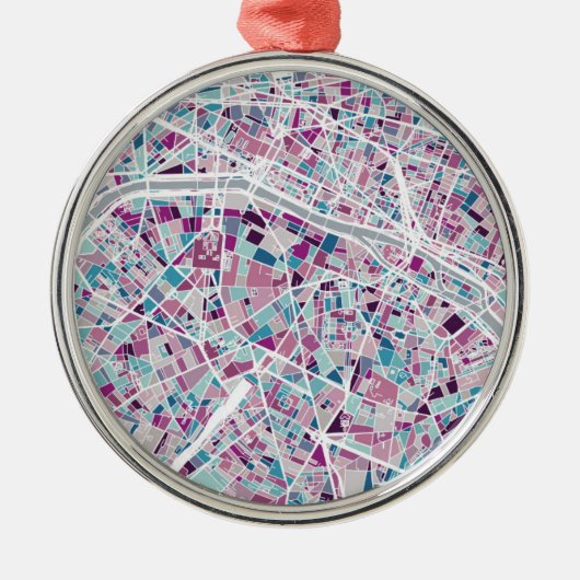 パリフランスの地図 メタルオーナメント (正面)