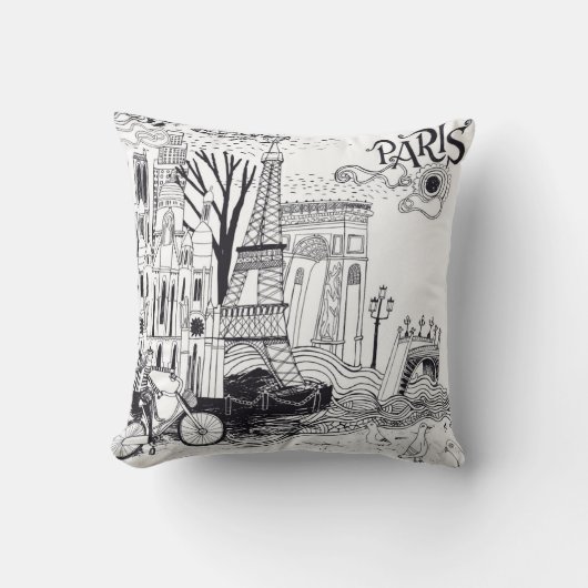 パリフランスの落書き クッション (正面)