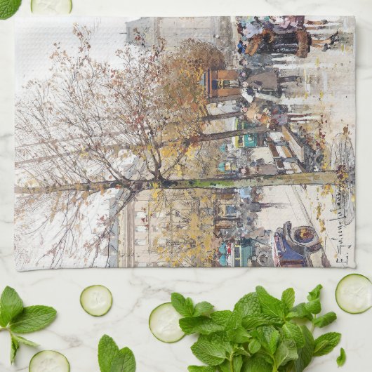 パリフランスの通り場面によっては台所タオルが開花します キッチンタオル (折り畳み)