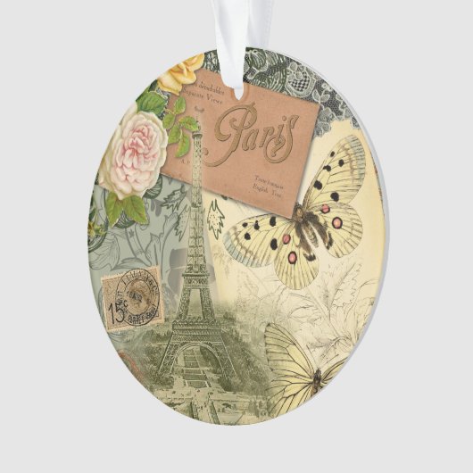 パリフランスアンティークアートワークコラージュフランスのエッフェル オーナメント (正面)