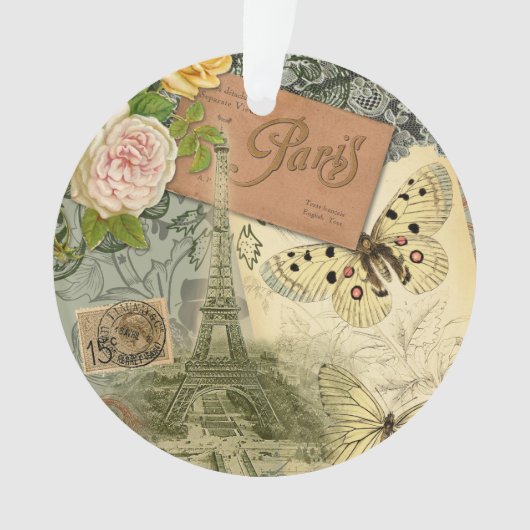 パリフランスアンティークアートワークコラージュフランスのエッフェル オーナメント (正面)