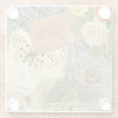 パリフランスアンティークアートワークコラージュフランスのエッフェル ガラスコースター (裏面)