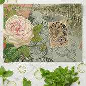 パリフランスアンティークアートワークコラージュフランスのエッフェル キッチンタオル (折り畳み)