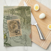 パリフランスアンティークアートワークコラージュフランスのエッフェル キッチンタオル (四つ折り)