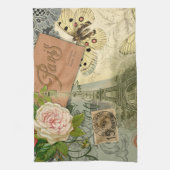 パリフランスアンティークアートワークコラージュフランスのエッフェル キッチンタオル (縦)