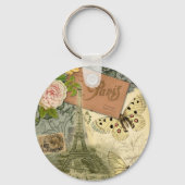 パリフランスアンティークアートワークコラージュフランスのエッフェル キーホルダー (正面)