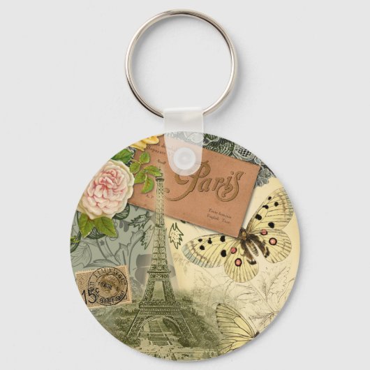 パリフランスアンティークアートワークコラージュフランスのエッフェル キーホルダー (正面)