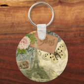 パリフランスアンティークアートワークコラージュフランスのエッフェル キーホルダー (正面)