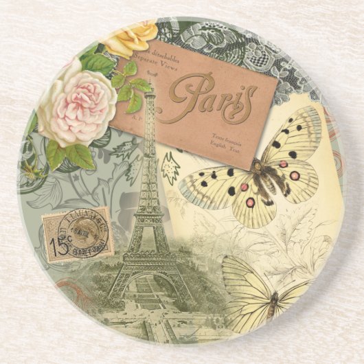 パリフランスアンティークアートワークコラージュフランスのエッフェル コースター (正面)