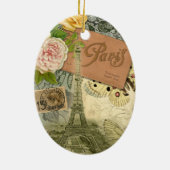 パリフランスアンティークアートワークコラージュフランスのエッフェル セラミックオーナメント (裏面)