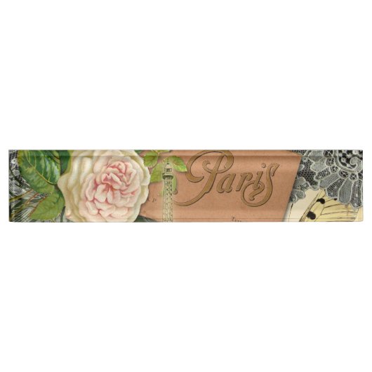 パリフランスアンティークアートワークコラージュフランスのエッフェル デスクネームプレート (正面)