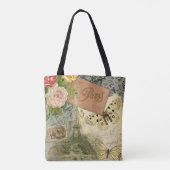 パリフランスアンティークアートワークコラージュフランスのエッフェル トートバッグ (裏面)