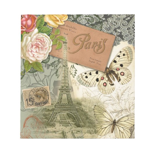 パリフランスアンティークアートワークコラージュフランスのエッフェル ノートパッド (正面)