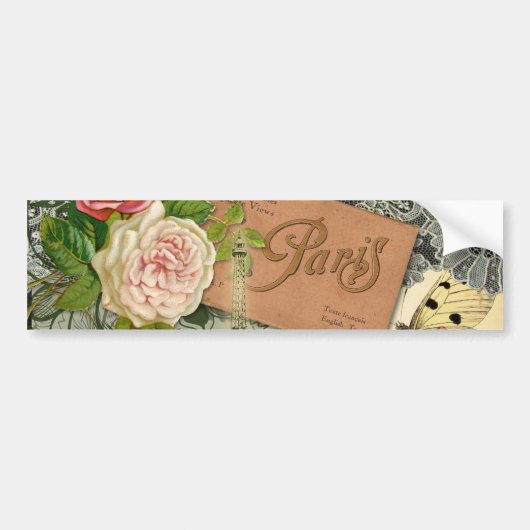 パリフランスアンティークアートワークコラージュフランスのエッフェル バンパーステッカー (正面)