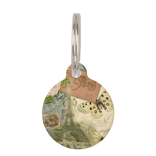 パリフランスアンティークアートワークコラージュフランスのエッフェル ペット　ネームタグ (裏面)