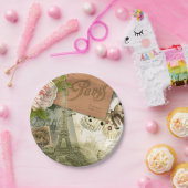 パリフランスアンティークアートワークコラージュフランスのエッフェル ペーパープレート (パーティー)