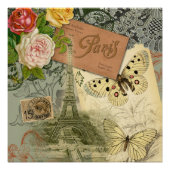 パリフランスアンティークアートワークコラージュフランスのエッフェル ポスター (正面)